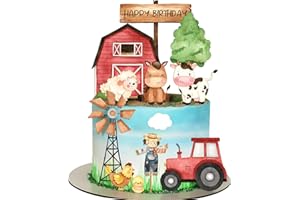 MAIROX Compleanno Fattoria,Topper Cupcake Fattoria,Decorazione per Torta con Animali della fattoria,Decorazione per Feste in Fattoria, Decorazione per Cupcake e Topper per Feste di Compleanno per Bambini