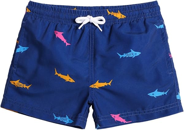 MaaMgic Little Boys' Beach Trunk Toddler Swim Shorts Animal Patterned Boardshorts Lightweight Beach Shorts Adjustable Waist Great for All Ages - 1