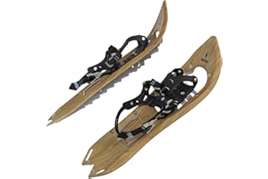 ‎ALPIDEX ALPIDEX Snow Shoes Wood Look Vintage Climbing Aid Carry Bag Shoe Size 5 to 11 Optional Carbon Poles