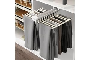 YBAYMY Wieszak na spodnie, wysuwany wieszak na spodnie, wysuwany, zajmuje mało miejsca, beżowy