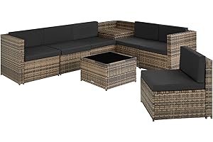 TecTake Salon de Jardin extérieur en rotin Meuble de Balcon Garniture de Balcon Meuble de terrasse Set de Jardin – diverses Couleurs (Marron Naturel)