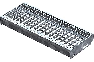 Fenau | Marche perforée Acier inox (R11) XSL - Dimensions : 600 x 240 mm - Maillage: 30/30 mm, Galvanisation, conforme à la norme DIN, Adapté aux escaliers de secours