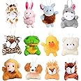 GEBETTER 12 Packs Mini Animal Plush Toy Assortments Stuffed Animals Keychain Set Small Stuffed Animal Plush Bulk Animal Keychain Decorations Carnival Prizes Party Favours for Kids