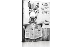 HMDKHI Impressions murales sur toile, en noir et blanc, pour salle de bain, drôles, éléphant, zèbre, pingouin, girafe, animaux dans la baignoire, décoration de salle de bain, sans cadre, 40 x 60 cm x 1 pièce