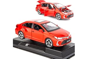TGRCM-CZ Compatible avec Toyota Corolla modèle de voiture 1:32 en alliage de zinc avec son et lumière pour enfants, garçons et filles (rouge)