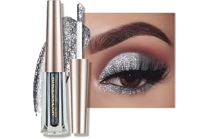 Anglicolor Eyeshadow,Liquid Glitter Eyeshadow,Highly Pigmented Glitter Gel Diamond Eyeshadow, Liquid Eyeshadow & Eyeliner Blendable Shimmer Eyes Makeup,Vegan (#5 Black)