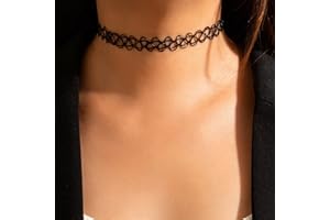 Wendalern Collane girocollo con tatuaggio nero Collana girocollo elastica Collana con henné elasticizzato Collana corta intrecciata traforata Gioielli per donne e ragazze