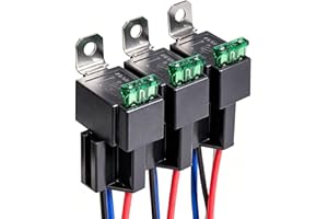Gebildet 3st 12V Säkring Reläbrytare 12AWG Kablagesats med Inbyggd Diod - 30A ATO/ATC Bladsäkring, 4-polig SPST Fordonselektriska Reläer