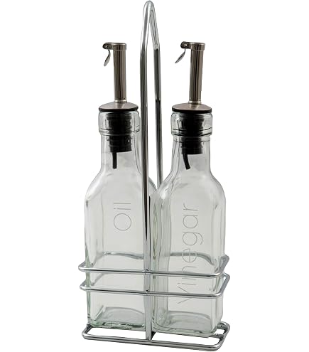 MGE Set Di 2 Oliere In Vetro Da 230 Ml, Design Retro Vintage, Dispenser Per Aceto E Olio, Contenitori Per Condimenti, Ideali Per Cucina E Tavola, Facili Da Pulire, Privi Di BPA
