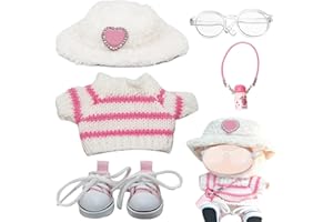 SAIER TBO 5 Pezzi Vestiti per Bambole, Accessori per 17 cm Bambole in Peluche con Cappello Occhiali Scarpe Bottiglia d'acqua Regalo per Bambini Ragazzi e Ragazze (Non Bambole)