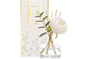 Saussavita Reed Diffusers Set, 210 ml White Flower Scented Diffuser with 7 Sticks, Home Fragrance Lasts up to 120 Days for Bathroom Bedroom Living Room Decor, Air Fresheners