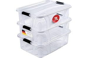 KONZEPT Aufbewahrungsbox mit Deckel (7L-3er Set), BPA-frei, robuster Verschlussclips