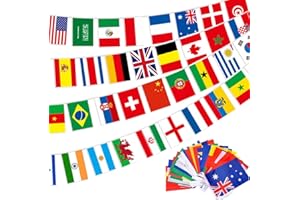 LGZIN 100 Países Banderas del Mundo, 30M Banderines de Países Diferentes de 14 x 21 cm, Guirnalda Banderas del Mundo para Bar, Fiesta, Eventos Internacionales y Celebración Decoraciones