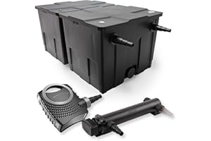 SunSun Kit Complet: CBF-350B Filtre de Bassin jusqu'à 60000 L Biologique, CTF-8000 SuperECO Pompe de Filtration 8000l/h 70W, CUV-324 Lampe UV UVC Clarificateur avec 24W