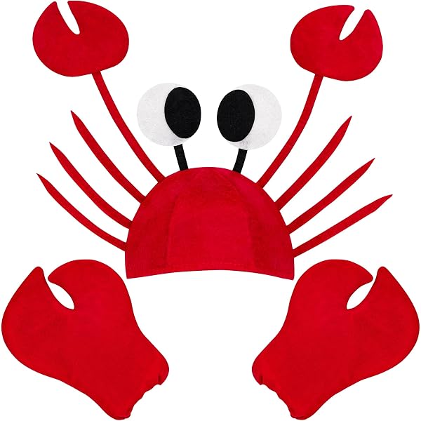 Lot De 4 Bandeaux Crabe Et Homard MFUOE – Déguisement Halloween, Cosplay, Fête, Coloris Rouge, Tissu Et Plastique