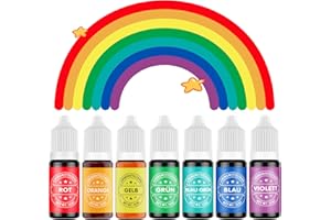 Waysroma Colorant Alimentaire 7x12ml, Hautement Concentré & Sans Sucre Colorant Alimentaire Liquide pour Pâtisserie, Gâteaux, Macarons,Fondants, Pâques Biscuits, Beignets (Arc-en-ciel)