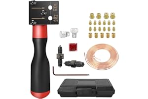 RUIZHI Kit d'évasement pour conduites de frein SAE - Kit d'évasement à double tête - Pour conduites de frein de voiture de 4,75 et 6,35 mm - Avec câble de frein de 7,62 m de diamètre et 4,75 mm et 16