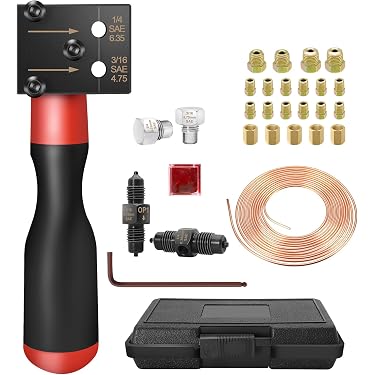 Kit Sertissage Double DIN Pour Conduites De Frein 4,75 Mm - Outil + 7,62m De Tuyau + Raccords - 7