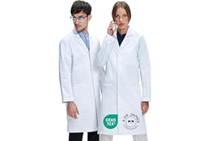 Dr. James Premium Unisex Lab Coat for Men & Women, Phone & Tablet Pockets, Classic Fit, Concealed Snap Closing