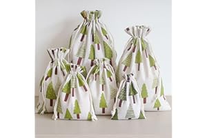 DAHI 30 x 40 CM Sacchetti Regalo Natalizi in Stoffa, 5pz Grandi Sacchi di Juta Natale, Sacchetto di Cotone con Coulisse, Sacchetti Regalo (30 x 40 CM)