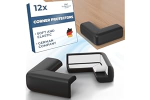 Hoffenbach 12x Baby Corner Protectors – Soft Foam Edge Guard for Kids – Self-Adhesive Bumpers for Child Safety, Furniture, Desks, Tables – Safe & Durable – Black