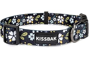 KISSBAK Collar de Perro para Perros pequeños, pequeños, medianos y Grandes, Collar para Mascotas, Suave, Ajustable, Floral, Girasol, para Cachorros (XS, jazmín Blanco)