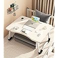 Wolpin Laptop Table Foldable Desk with Notebook Holder & Cup Holder | Multipurpose Table, Foldable and Portable Couch/Sofa Bed Table Desk Ergonomic & Rounded Edges Non-Slip Legs (Engineered Wood)