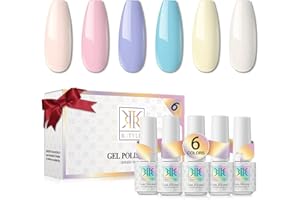 RSTYLE Smalto Semipermanente Pastello, 6pz Smalti Semipermanenti per Unghie Professionali Kit Colori Gel Soak Off UV LED Lampada Starter Set Macaro 5ML