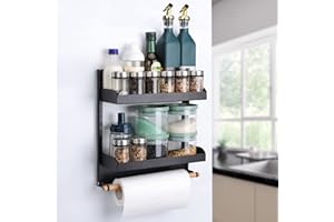 Toski Porte-épices magnétique,Etagere Frigo Pliable, Organisateur de réfrigérateur de Cuisine Peu encombrant, Montage mural, Acier allié