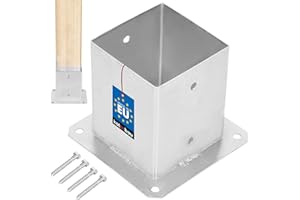 KOTARBAU® Base para Poste 12x12 cm Zincada Acero Anclaje Suelo Base Atornillable Soporte para Postes de Madera Cuadrados Soporte Poste Madera Galvanizado en Caliente Base Poste Madera