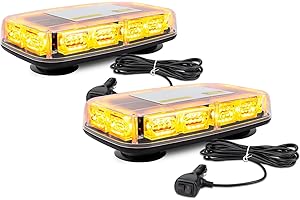 JMEST LEAD 2PCS Amber LED Strobe Roof Light, 2X 48-LED Car Roof Top Emergency Warning Beacon Light, 12V-24V Recovery Strobe Beacon Light with Magnetic Base for Cars Van Trucks Vehicles