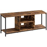 VASAGLE TV Stand Up to 65 Inch, Tele Cabinet with Open Shelves, Console for Living Room, Entertainment, Rustic Brown and Blac