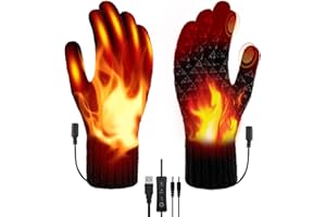 Lomffy Guanti riscaldati USB per Donne Uomini, Lavorare a maglia Guanti elettrici riscaldati 3 temperatura Guanto per laptop invernali bifacciale Guanto termici riscaldati Scaldamani Regalo d'inverno