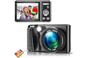 Digitalkamera,Hojocojo 4K 48MP Autofocus Fotokamera mit 32GB Speicherkarte 18X Digitalzoom,Kompaktkamera 3.0 Zoll IPS Screen für Teenager Anfänger Erwachsene