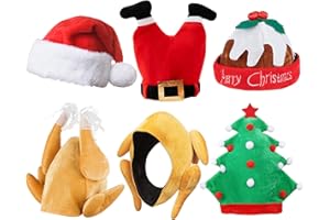 REDSTAR FANCY DRESS Chapeaux de Noël fantaisie contenant des chapeaux de Père Noël, un chapeau de dinde de Noël pour adulte, un chapeau de pudding de Noël pour adultes, un chapeau de sapin de Noël pour adultes