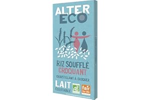 ALTER ECO - Chocolat Lait au Riz Soufflé Croquant - Bio & Équitable - Chocolat Pérou et Équateur - 100 g