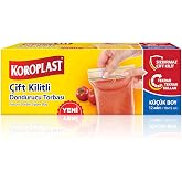 Koroplast Tekrar Kullanılabilir K&uuml;&ccedil;&uuml;k &Ccedil;ift Kilitli Dondurucu Poşeti 12'li 10x15 cm, Sızdırmaz&amp;Dayanıklı, Şeffaf, BPA İ&ccedil;ermez 