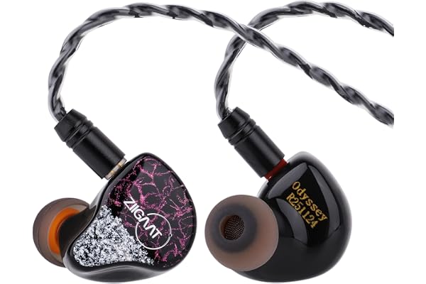 Linsoul ZiiGaat Odyssey Ecouteurs Intra-Auriculaires, 1DD+3BA IEM Hybrides, écouteurs de Jeu filaires, écouteurs Professionnels à Isolation sonore avec câble détachable pour Les Amateurs de Basses