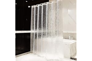 OTraki Cortina De Ducha, 200x200cm Cortina Ducha 3D EVA Guijarro Translúcido Cortinas Ducha, Resistente Al Moho, Al óxido E Impermeable Cortinas De Baño con 13 Ojales y Ganchos