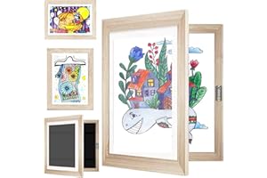 SEINAL HESHS Marco Para Dibujos Niños, Marco De Fotos Con Profundidad, Portarretratos Arte Infantil, Galería para cambiar (Madera)