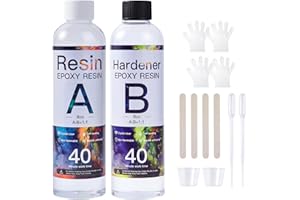 DINKALEN Epoxy Resin Kits for Beginners, 16oz Crystal Clear Resin,Fast Curing Resin & Hardener with Anti-Yellowing, High Gloss Self-Leveling Craft for Jewelry, River Tables, Casting