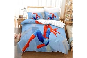 AUUSDA Spider-Man Ropa De Cama De Moda Infantil Marvel Avengers Cartel De Película De Anime De Película para Niños Niños Niñas Funda De Edredón De Microfibra + Fundas De Almohada King（220x240cm）