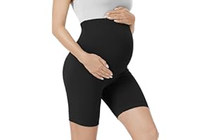 VALANDY Creamlush Maternity Shorts Over Belly Biker Shorts High Waisted Short Leggings Athletic Running Yoga Pregnancy Pants