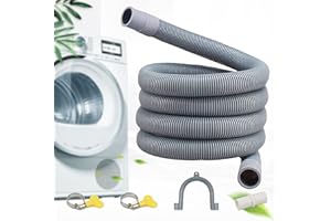 Moocuca Tuyau de vidange pour machine à laver, Flexible d'évacuation universel, Matériau PVE, y compris support et colliers de serrage, Rallonge de tuyau pour lave-vaisselle et machine à laver (1.5 M)