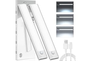 JEKEMORYE 6000K Luce LED Sottopensile Cucina - Luci Sensore Batteria Armadio Lampada Ricaricabile Magnetica Movimento Senza Fili Striscia Lampade Barra USB Interno Strisce Light Adesive Pensile Illuminazione