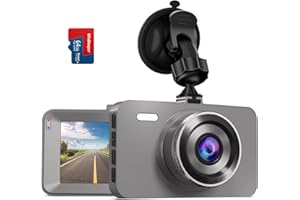 WeBeqer Caméra Embarquée Voiture 1080P FHD,3" Caméra de Voiture Grand Angle de 176°,Dashcam Voiture avec Carte SD 64G,Vision Nocturne IR,Enregistrement en Boucle,24H Mode Parking,G-Capteur,WDR