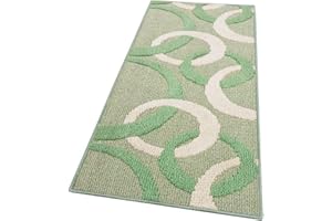 emmevi Tappeto Cucina Tridimensionale Cerchi 3D Assorbente Morbido Moderno Antiscivolo 57x190 Verde