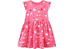FILOWA Licorne Robe pour Fille Enfant Manches Courtes Coton Tenue Fleur Broderie Appliquée Bleu Clair Rayures Robe Animal Douce Casual Anniversaire Ete Vetement 2-9 Ans