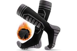 HIYATO Skisocken Herren & Damen aus Merino Wolle 2 Paar, Warme Thermosocken, Dicke Frottee Starker Socken für Sport