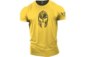 GYMTIER Spartan Helmet Hex Camo - Camiseta de gimnasio para hombre, para culturismo y levantamiento de pesas